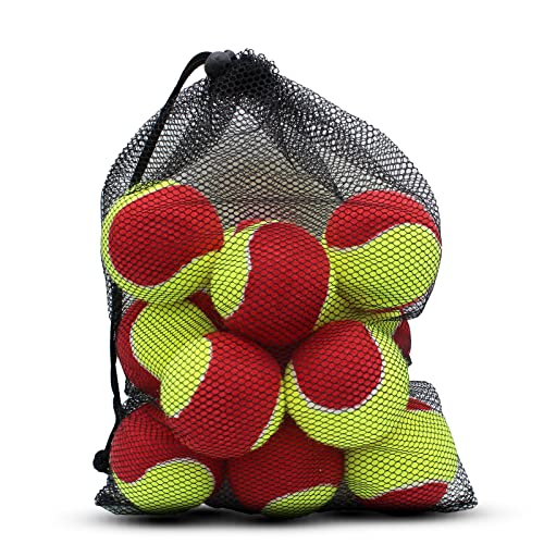Magicorange Tennis Balls, 12 Pack Low Compression Stage Tennis Ball for Beginners Youth Kids Training Practicing with Mesh Bag for Easy Transport