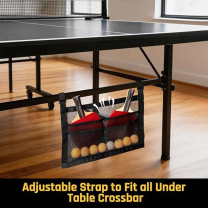 Ping Pong Paddle Holder,Under Table Ping Pong Racket and Ball Rack Organizer,Hanging Mesh Bag for Table Tennis Accessories Storage.and Organization