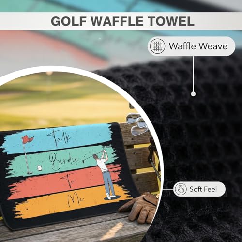 Golf Essentials Accessories Set for Men – Golf Towel, Golf Impact Stickers, Ball Marker with Pen, Cleaning Brush, Golf Balls & Tee Holder, Tee Alignment Tool – Thoughtful Golf Gift Set