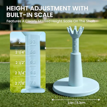 Golf Rubber Tee Value 5 Pack, Adjustable Height from 2.1" to 2.9" Unbreakable Durable for Practice Mat, Driving Range Tees Holder for Indoor Outdoor Backyard