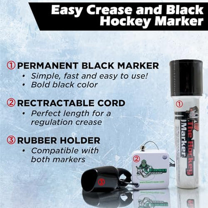 The Hockey Marker: Precision Hockey Training Aid for Coaches & Goalies, Ice-Safe Alignment Guide with Crease Protractor, Professional Black Marker for Regulation Goalie Crease Setup