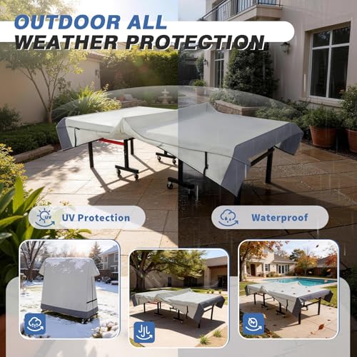 Ping Pong Table Cover Outdoor Waterproof, Dual Function Table Tennis Cover Fits Both Folding Tables and Flat Tables Indoor & Outside 68"L x 6"/30"W x 62"H - color: Beige