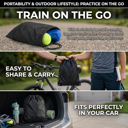 Tennis Buddy Trainer NextGen with Fillable Water Base - Portable Tennis Trainer Rebound Ball with Carry Bag & 2 Balls, Practice Equipment for Beginners, Backyard & Park (2)
