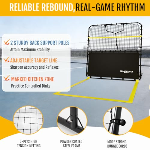 7x7 FT Pickleball Rebound Net, Pickleball Net for Dinks Volleys Hits Training, Freely Adjustable Angle Various Ball Practice Rebounder for Outdoor Indoor