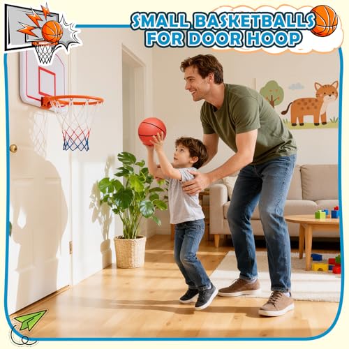 Iyoyo Mini Basketball Set - 5 Pack 6" Small Balls with Pump, Over The Door Mini Hoop Replacements, Toy for Toddlers, Kids, Teenagers, Pool, Indoors, Outdoors