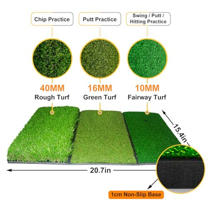 Gagalileo Golf Hitting Net Backyard Driving: 12x7FT Professional Backstop with Silent Velvet Target Portable Practice for Men Dad Complete Sport Set Gift - color: Black Stable Pool