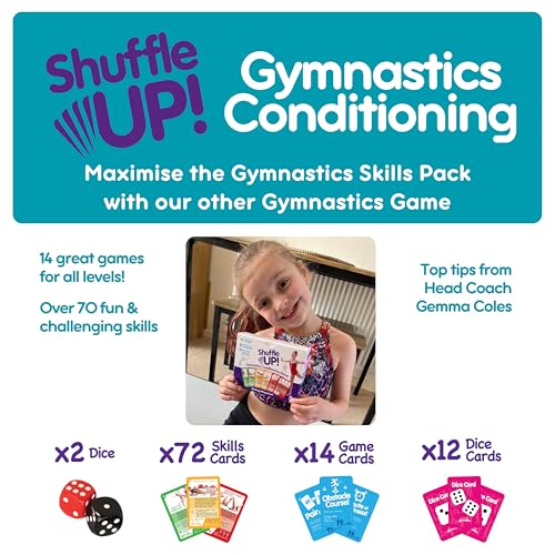 Shuffle Up Gymnastics Games Skills Pack - Family Games with 22 New Fun & Active Skills Cards for Kids, Gymnastics Equipment for Kids, Gymnastics Gifts for Girls & Boys - style: Gymnastics Skills Pack