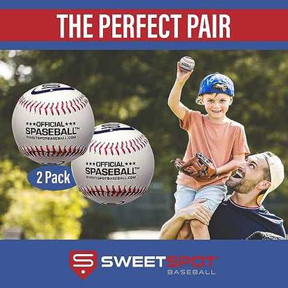 SweetSpot Plastic Baseball Spaseballs | Backyard Plastic Baseballs for Youth, Kids, Teens, and Adults - style: 2 Pack