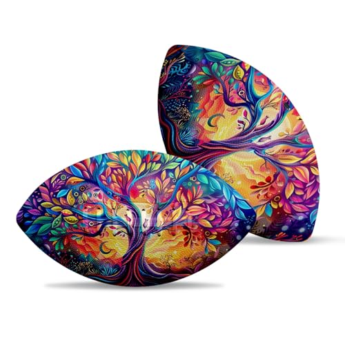 American Football, Official Size 11.9 x 7.3 Inch, Premium Composite Leather High-Grip Ball with Pro-Style Lacing, Unique Prints for Training, Games & Gifts - color: Art Color Tree