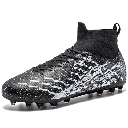 Kids Slip On Soccer Cleats for Boys Girls Youth Training Football Shoes - color: Black/White, size: 13 Little Kid