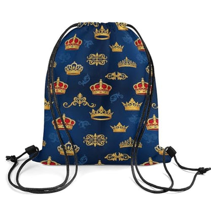 Large Capacity Beam Backpack Drawstring Sack for Basketball Sports Gear Travel Storage Men Women Unisex, Purple Blue Gold Royal Crown Bags - color: Picture (378)