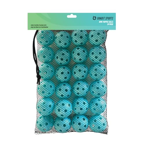 Bandit Sports Mini Popper Plastic Baseballs, Made of Impact-Resistant and Rebounding Material, Perfect Practice Baseballs & Hitting Ball Training - size: 24 Count