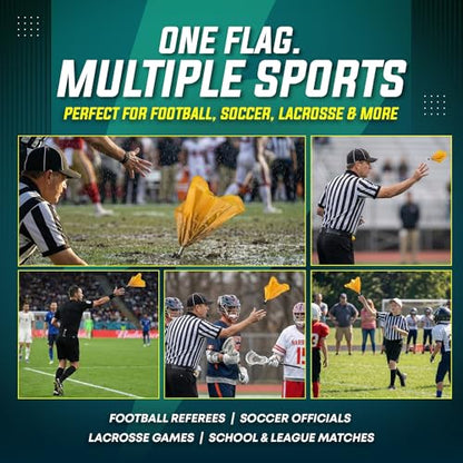 TEYS Professional Weighted Referee Flags - Yellow Lacrosse Flags & Football Penalty Flags with Black Tip | Heavy-Duty Professional - Long Lasting Officiating Gear - TEYS Ref Flag