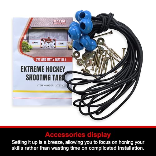 EALER Hockey Shooting Tarp 7x10 FT & 7/8x16 FT in 1 - Heavy Duty Goalie Target for Ice & Street Practice - Tear-Proof Built-in Shooter Tutor - Net Replacement for Garage Wall Protection - size: 7'/8' x 16' in 1