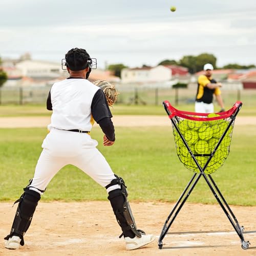 Baseball Caddy with Wheels, Holds 100+ Baseballs or 50+ Softballs, Extra Large Ball Caddy for Baseball and Softball Drills, Easy Set Up and Carrying, Ball Caddy for Outdoor/Indoor