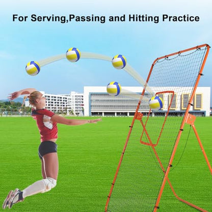 Volleyball Rebounder Net - 4x7ft with 5 Adjustable Angle for Throwing and Pitching Practice,Baseball, Softball and Lacrosse Including a Pair of Wrist Guards