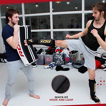 RDX Kick Shield Muay Thai Kickboxing, Heavy Curved Kicking Striking Body Pad, Punching Foot Target MMA Boxing Training, 3 Padded Handles, Martial Arts Karate TKD Taekwondo (ONE PAD ONLY) - color: Full Black