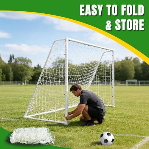 Soccer Goal Net Replacement, Heavy Duty Polypropylene Football Net for All Levels, All-Weather Backyard/Park Practice, White, No Frame Included