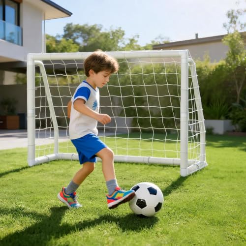 MOPHOTO Soccer Goal for Backyard, 6x4ft/8X6ft/10X6.5ft/12X6ft PVC Soccer Goal with Training Cones & Target Net, Lightweight Soccer Practice Net for Teens - size: 6x4ft, style: Foldable