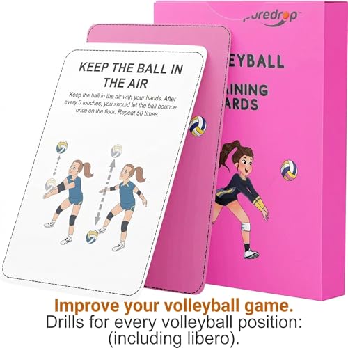 Puredrop Volleyball Training Equipment Aid Cards: Great Training Drills for Solo Practice for Volleyball Players. Coach Exercises that Can be Done at Home Set Pass Serve Spike Block Trainer