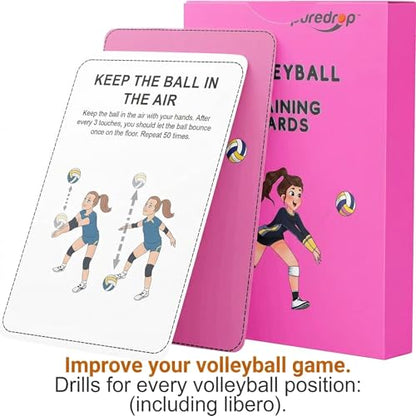Puredrop Volleyball Training Equipment Aid Cards: Great Training Drills for Solo Practice for Volleyball Players. Coach Exercises that Can be Done at Home Set Pass Serve Spike Block Trainer