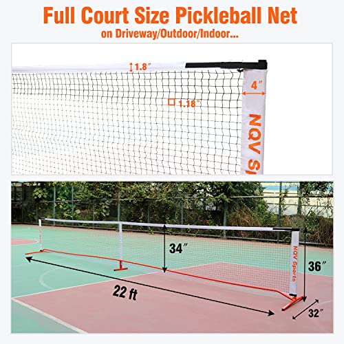 NQV Pickleball Net with 4 USAPA Approved Graphite Pickleball Paddles,Regualtion Size 22FT Pickle Ball Net, Outdoor Pickleballs, Carry Bag, Grip Tape,Weather Resistant Metal Frame - color: white