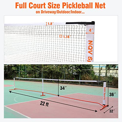 NQV Pickleball Net with 4 USAPA Approved Graphite Pickleball Paddles,Regualtion Size 22FT Pickle Ball Net, Outdoor Pickleballs, Carry Bag, Grip Tape,Weather Resistant Metal Frame - color: white