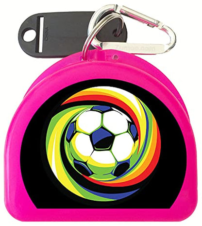 Soccer Mouthguard and Retainer Case - Soccer Power Ball - color: Pink