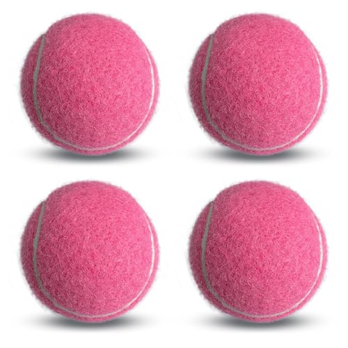 Tennis Balls, 4 Pack Training Tennis Balls – Practice Balls for Beginners & Playing Balls for Dogs - color: Pink