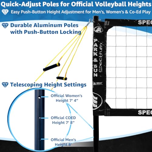 Park & Sun Sports Spectrum Classic: Adjustable Professional Outdoor Volleyball Net System - color: Black
