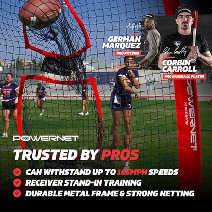 PowerNet Lacrosse & Football Passing Net, 4 x 8 FT Portable 3 Target Pocket Throwing Trainer, Football Training Equipment to Improve QB Accuracy, Throwing Net & Kicking Practice Equipment