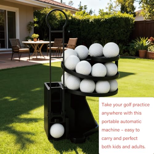 Golf Ball Dispenser, Automatic Golf Ball Tee Up Machine – Range Reload Golf Ball Dispenser & Golf Simulator Accessories, No Electricity Required for Driving Range & Home Use