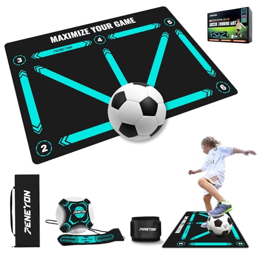 Soccer Training Equipment,Soccer Training Mat Improve Strength,Agility and Coordination,Anti-Slip Silent Absorption Soccer Footwork Training Mat,Soccer Trainer for Indoor/Outdoor Drills - style: Training Set 35*23 IN