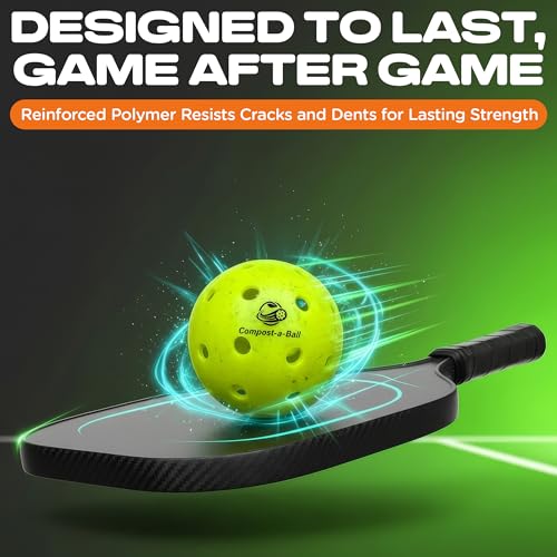 Eco Sports Pickleball Balls Outdoor – Pack of 6, 40 Hole Regulation Outdoor Pickle Balls for Training and Matches – USAPA Approved
