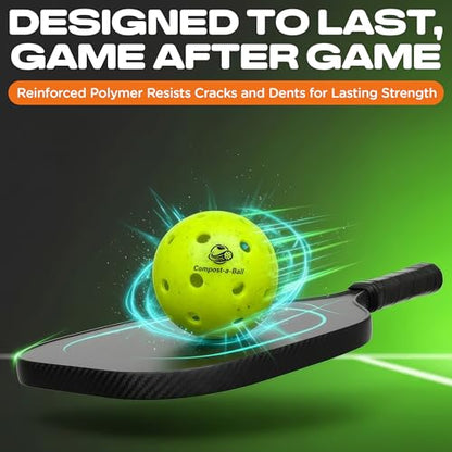 Eco Sports Pickleball Balls Outdoor – Pack of 6, 40 Hole Regulation Outdoor Pickle Balls for Training and Matches – USAPA Approved