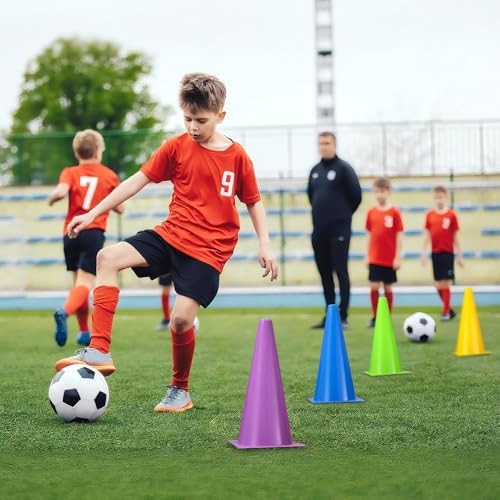 12 Inch Durable Cones,12pcs Versatile Plastic Traffic Cones and Soccer Cones for Sports Training,Agility Drills,Parking Safety,Basketball Training,Football Training. - color: colors