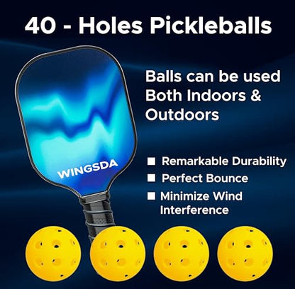 Professional Pickleball Paddles Set of 2, Fiberglass Surface Pickle Ball Set | 2 Pickleball Racket - 4 Pickle Balls - 2 Towels- Pickleball Paddle Bag |, Pickle Ball Paddle Set for Men, Women, Adults