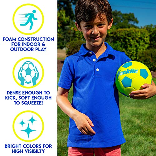 Franklin Sports Kids Foam Soccer Ball - Mini Soft Foam Youth Soccer Ball - Indoor + Outdoor Toy Soccer Ball for Kids - Probrite 6.5" Mini Foam Ball - Soft Backyard + Practice Toy Ball - Yellow
