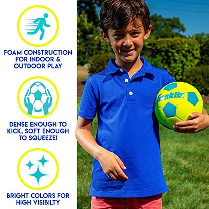 Franklin Sports Kids Foam Soccer Ball - Mini Soft Foam Youth Soccer Ball - Indoor + Outdoor Toy Soccer Ball for Kids - Probrite 6.5" Mini Foam Ball - Soft Backyard + Practice Toy Ball - Yellow