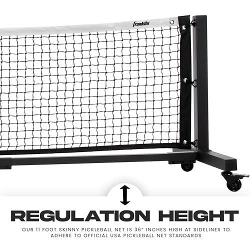 Franklin Sports Skinny Singles 11' Foot Pickleball Net - Portable Outdoor Pickleball Net for Practice + Carry Bag for Driveway, Backyard + More - Durable Aluminum Construction
