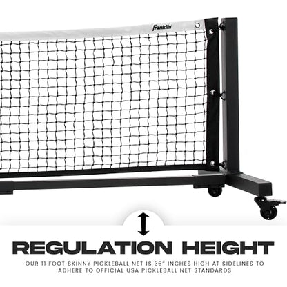 Franklin Sports Skinny Singles 11' Foot Pickleball Net - Portable Outdoor Pickleball Net for Practice + Carry Bag for Driveway, Backyard + More - Durable Aluminum Construction
