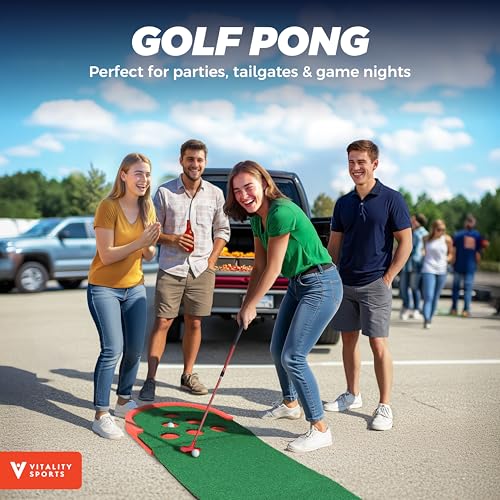 Golf Putting Game Set, Mini Golf Game Set with 2 Putters 2 Balls, 10 Feet Practice Putting Green Mat for Adults, Indoor Outdoor Backyard Party Game
