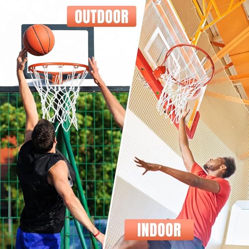 Basketball Net Replacement, 12 Loops Heavy Duty All Weather Net, Anti-Winding Design Sturdy Resistant for Outdoor Standard Basketball Hoop, White