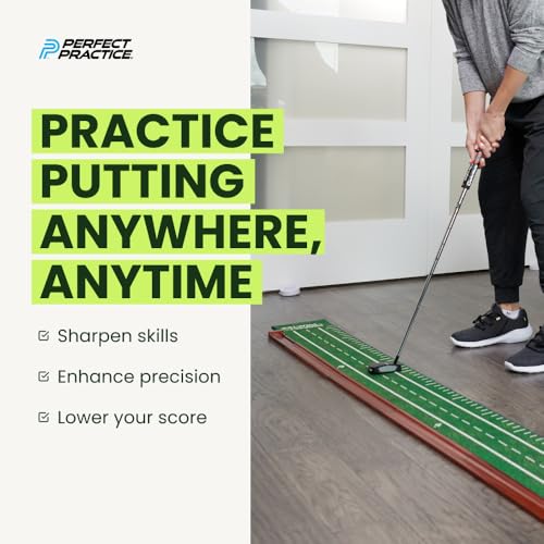 Perfect Practice Putting Mat – Indoor Putting Green for Home & Office – Golf Training Aid for Putting Practice – Premium Golf Putting Mat with Realistic Turf – Golf Gifts for Men - style: Small (8')