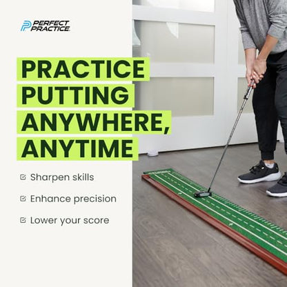 Perfect Practice Putting Mat – Indoor Putting Green for Home & Office – Golf Training Aid for Putting Practice – Premium Golf Putting Mat with Realistic Turf – Golf Gifts for Men - style: Small (8')