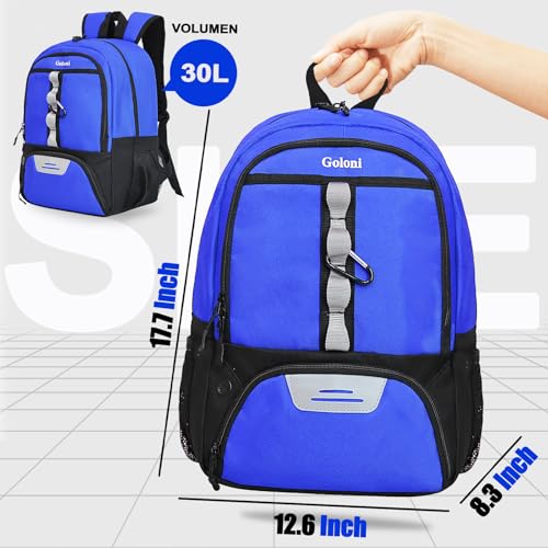 Goloni Youth Soccer Bag,Basketball Bag with Ball Compartment & Shoe Compartment,Backpack for Football Volleyball Basketball - color: Blue