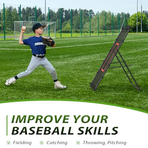 LIANTRAL Baseball Rebounder Net 4 x 4.5FT - Portable Bounce Back Trainer for Soccer, Volleyball, Softball & Lacrosse, Adjustable Kickback Target Goal for Shooting, Passing & Control Training