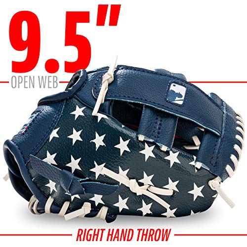 Franklin Sports Kids Baseball Gloves - RTP Youth Teeball Glove + Ball Set - Boys + Girls Teeball Mitt - 9.5" - color: Red/White/Blue