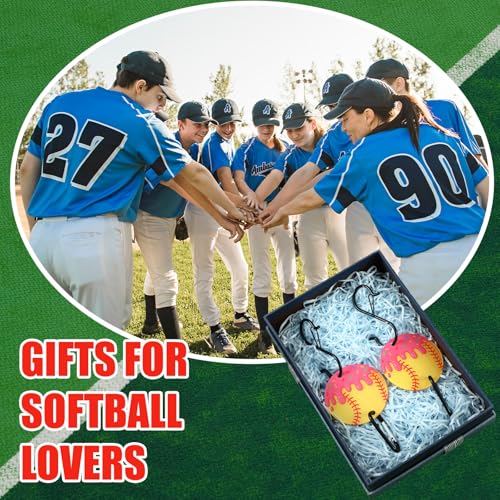 CroBlissful 6 Pcs Bag Hook for Fence Baseball Football Basketball Tennis Team Gifts Bag Clip Sports Backpack Buckle with Acrylic Board for Bat Water Bottle Player Lover Gifts - color: Ice Cream Softball