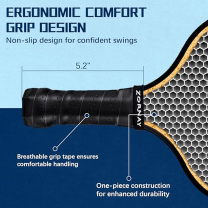 T700 Pickleball Paddles,16mm Pickleball Paddles, USAPA Approved Carbon Lightweight Pickle Ball Rackets, Wider Pickle Ball Racket Gift for Beginners, Men, Women - color: Black-2